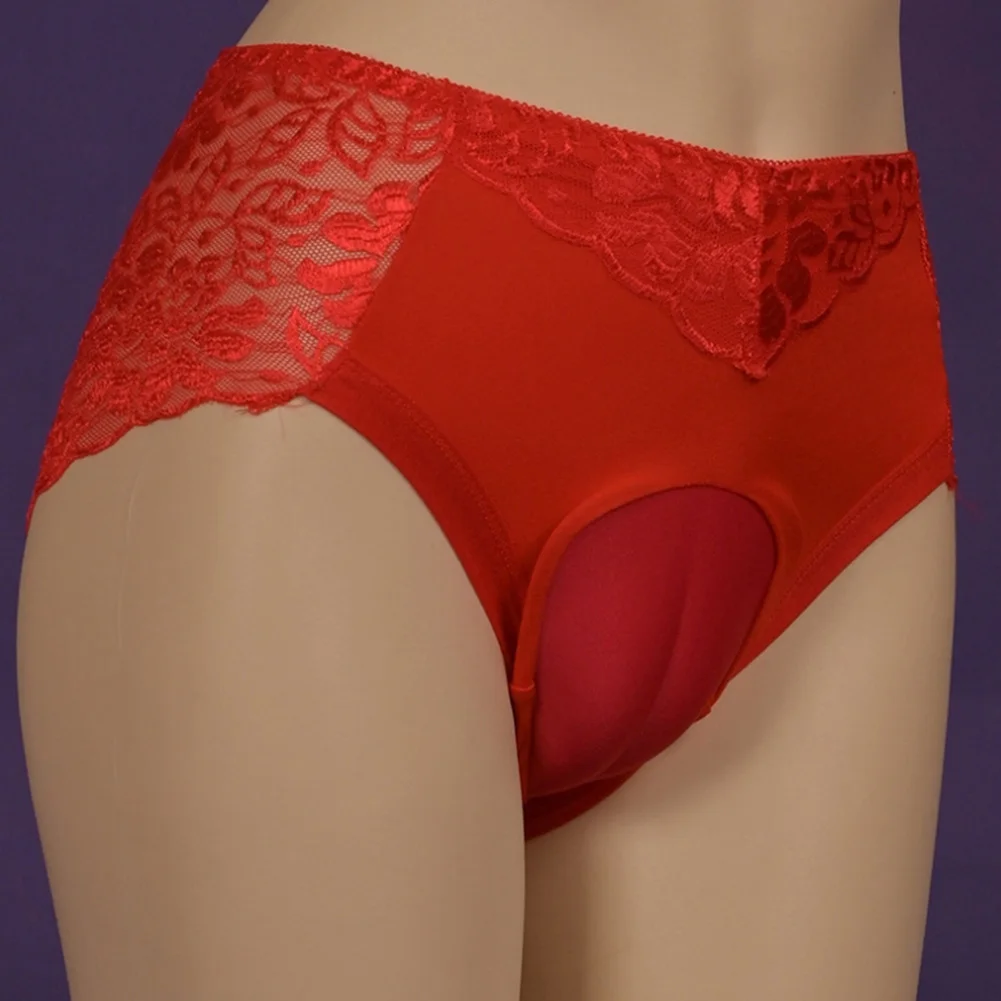 

Mens Sexy Underwear Lace Shapping Panties False Vaginal Crossdresser Transparent Briefs Erotic Lingerie Ultra-Thin Underwear