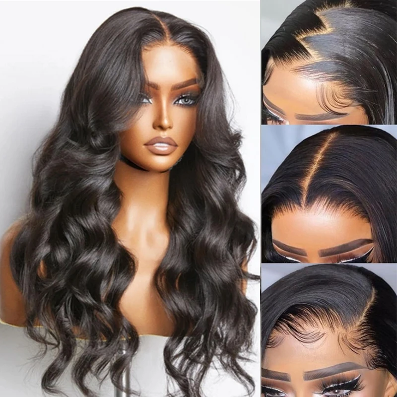 

Alimice Body Wave Wigs 180% Density Human Hair Glueless Transparent Lace Closure Wigs Human Hair Pre Plucked with Baby Hair