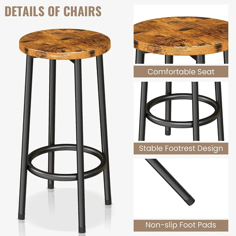 Kitchen Island With Seating, Wooden Counter 33"Height Table with Storage Kitchen Table Set for 2