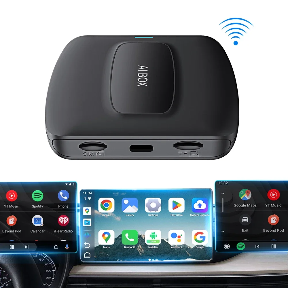 Ottocast New Portable Box Adapt Wireless AppleCarplay Wired Android Auto to Wireless Adapter Car Play Android Auto
