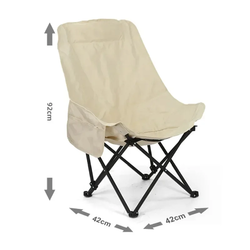 Camping Moon Chair Folding Outdoor Portable Foldable Chair with Side Pocket Ultra-Light Chaise Lounge Chair for camping fishing