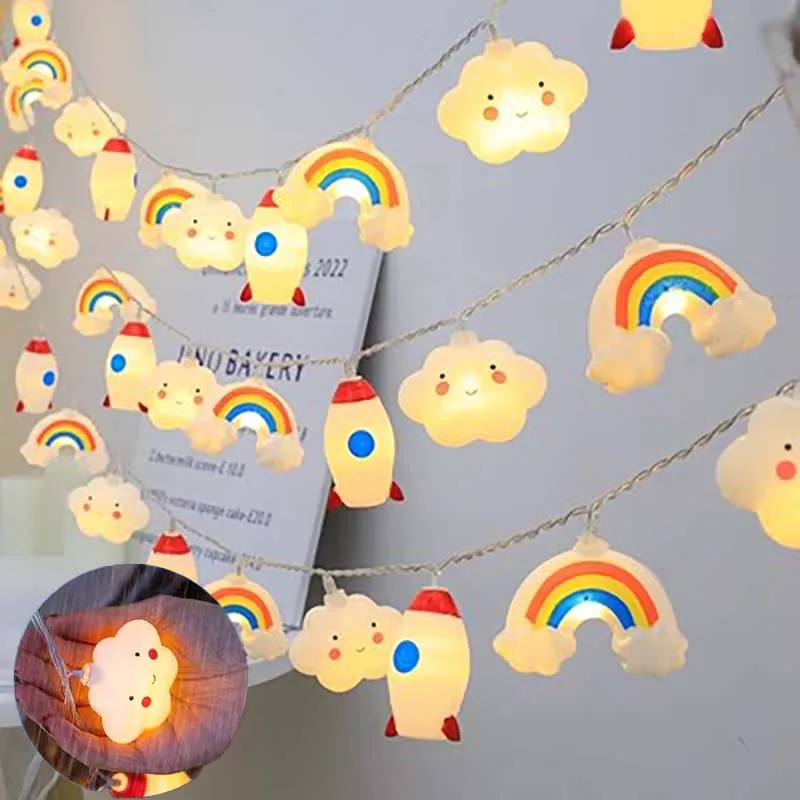 1.5M/10LED Rainbow Star Battery Box String Light String Pokój dziecięcy Nocny stragan na targu świąteczne oświetlenie dekoracyjne