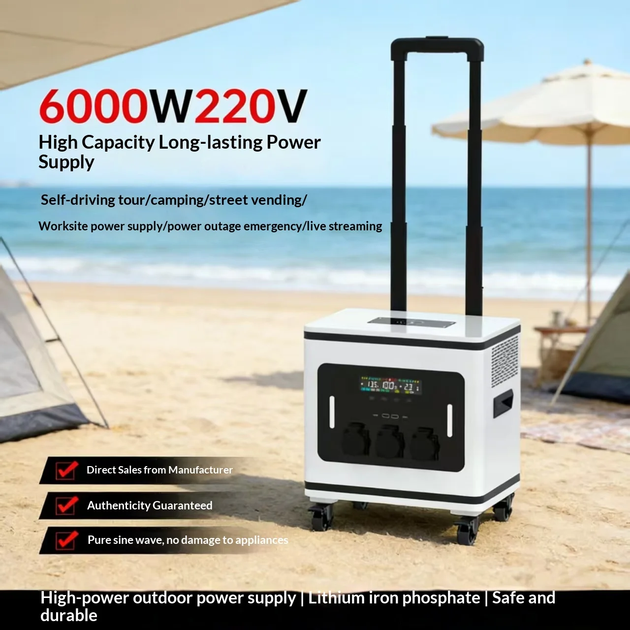 Lithium Ion Battery Outdoor Mobile Power Supply 220v Large Capacity Portable High-power Emergency Camping view 3