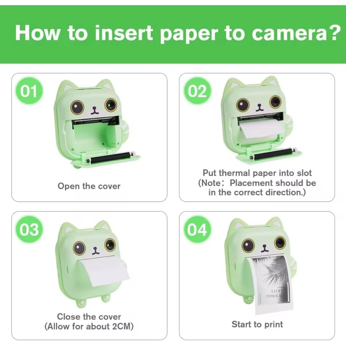 10 Rolls Kids Instant Camera Refill Print Paper,2.2 x 1inch Camera Print Paper,Non-Adhesive Smooth Paper,for Kids Instant Camera