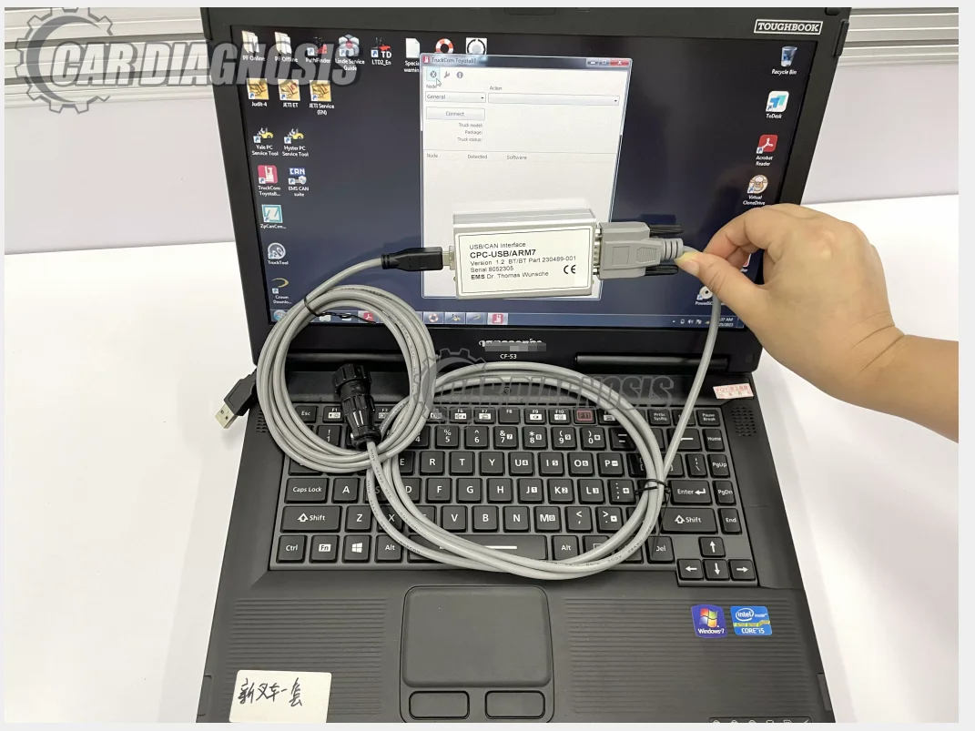 CF53 laptop Forklift truck Diagnostic Tool for TOYOTA BT FORKLIFT TruckCom CANUSB diagnostic Interface CPC-USB ARM7 EMS