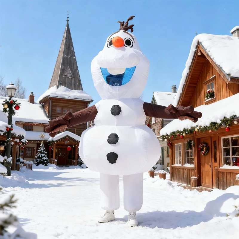Inflatable Snowman Frozen Olaf Costume Funny Olaf Full Body Blow Up Outfit Halloween Christmas Party Cosplay Dress Up Prop
