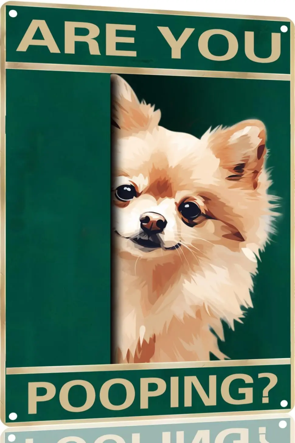 Pomeranian Dog Vintage Metal Tin Sign Are You Pooping Sign Bathroom Funny Art Poster Decoration Toilet Cave Bar Home Bathroom Wa