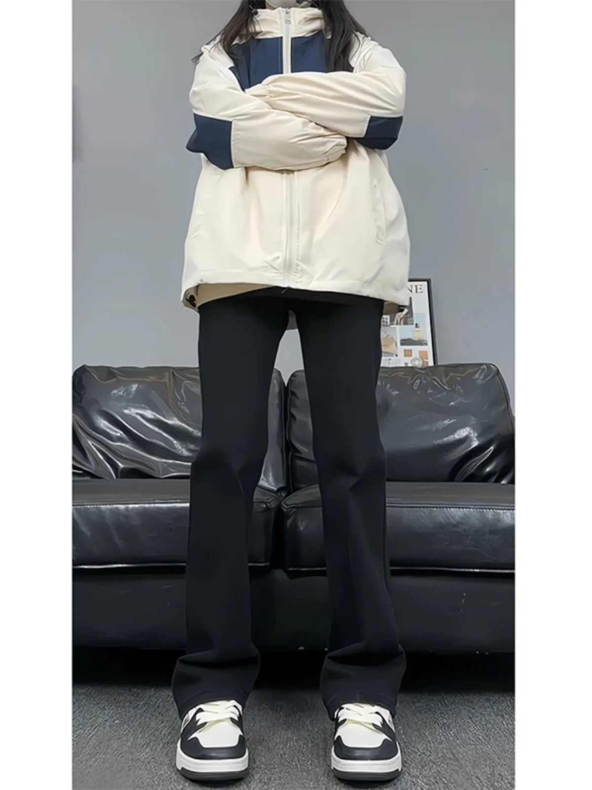 

Bla Fce Lined Soft Denim Jeans Men's Autumn Winter Straight Leg High Elastic Slim Fit Bell Bot American High Street ...