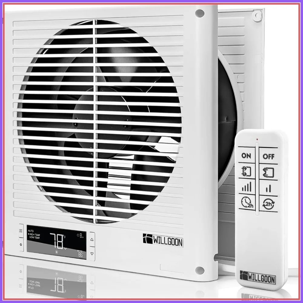 

8" Room to Room Fan,2-Way Through Wall Airflow Vent,Digital Temp Control&Timer,10-Speed Ultra-Quiet EC Motor In-Wall Ventilator