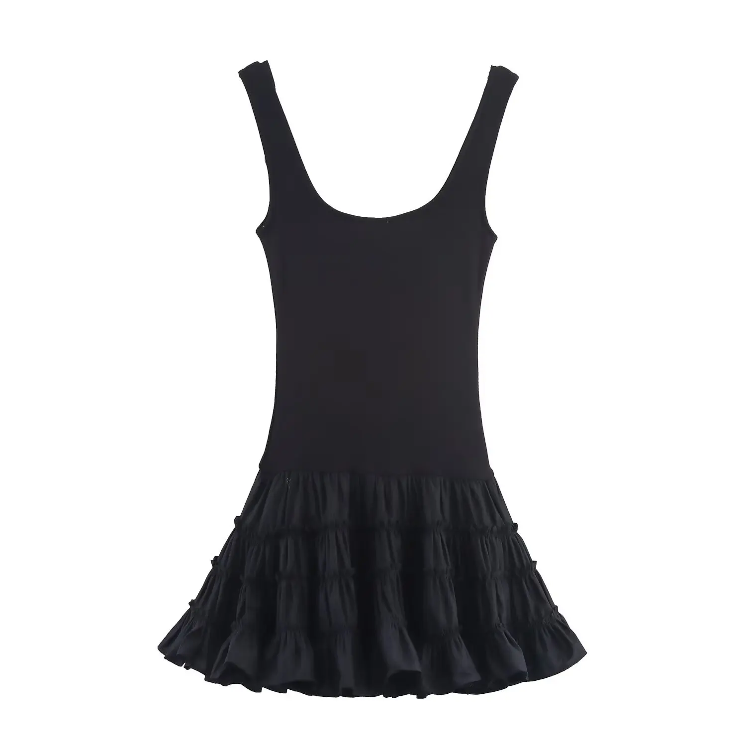 Fashion Y2K Women's Sleeveless Mini Dress Summer Black Dress Sexy Club Wear Party Slim Fit Ruffles Ruffles Short Dress