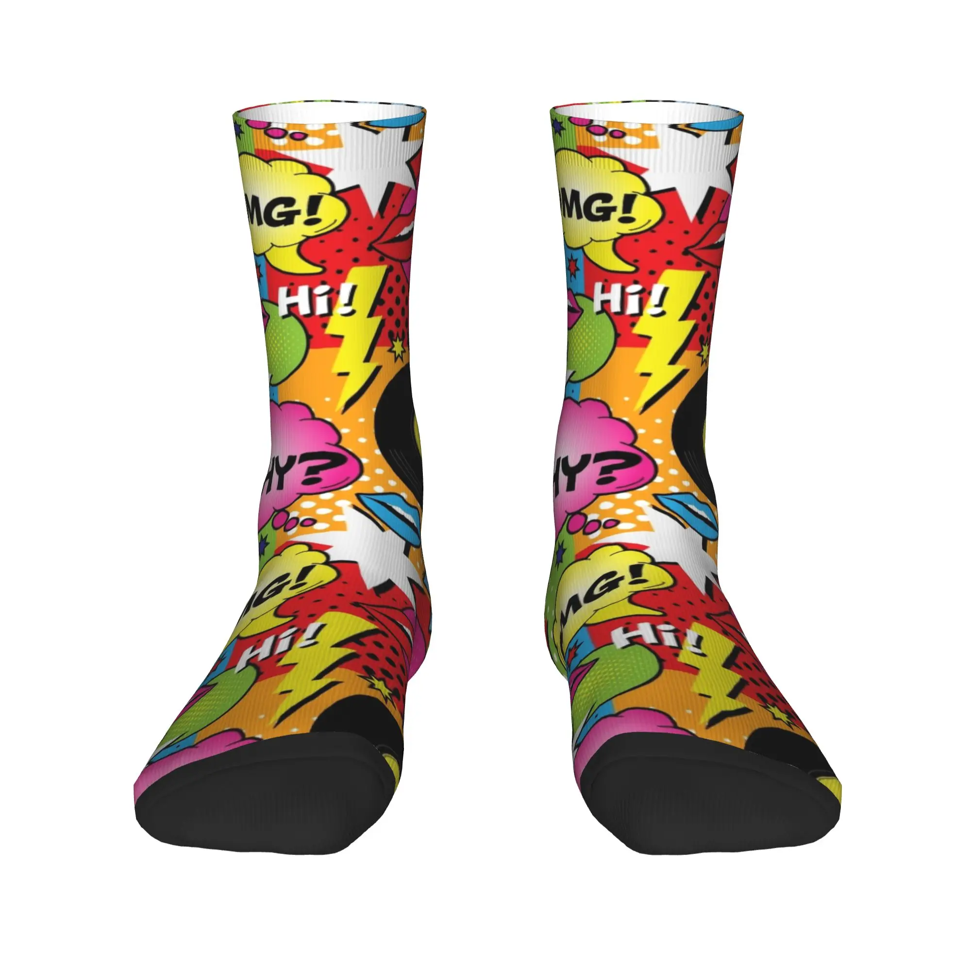 

Новинка, чулки с принтом, хип-хоп, уличная музыка, комиксы, поп-арт, носки для женщин и мужчин, эластичные зимние носки с графическим рисунком