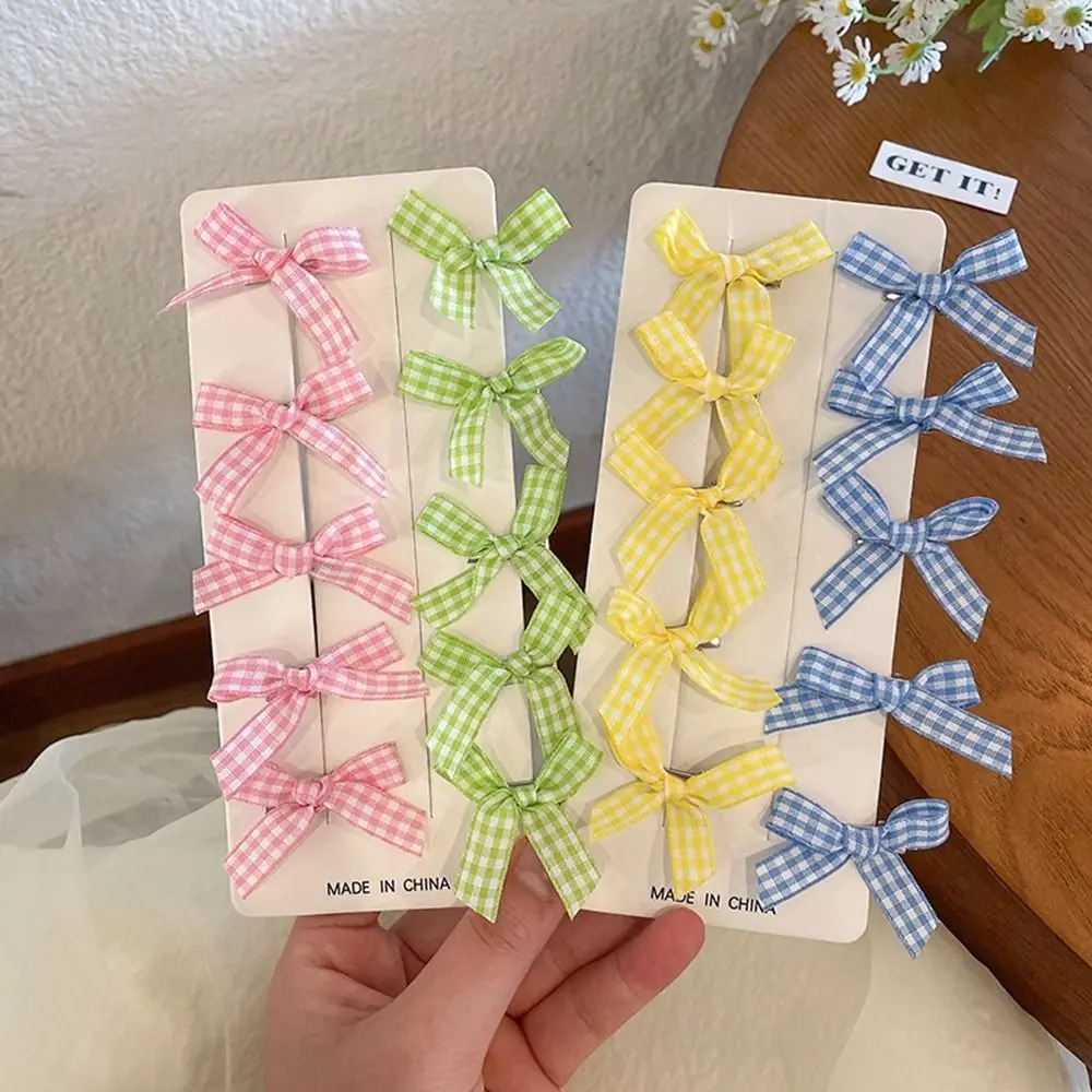 

Plaid Small Hairpin Duckbill Clip Cloth Korean Style Headwear Children's Hair Clip Bowknot Hairpin Female Hair Accessories