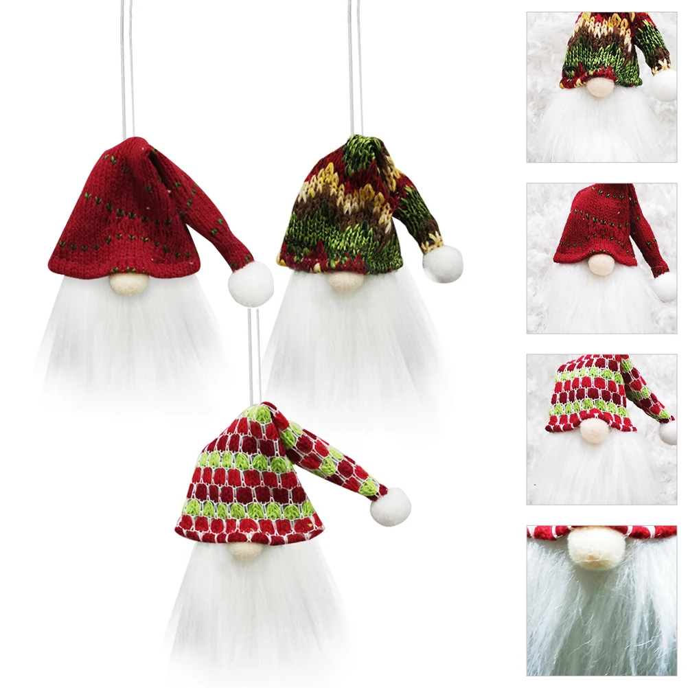 

6pcs Christmas Red Non-woven Christmas Ornament Hanging Gnome Bottle Cover Xmas Decor Festive Pendant