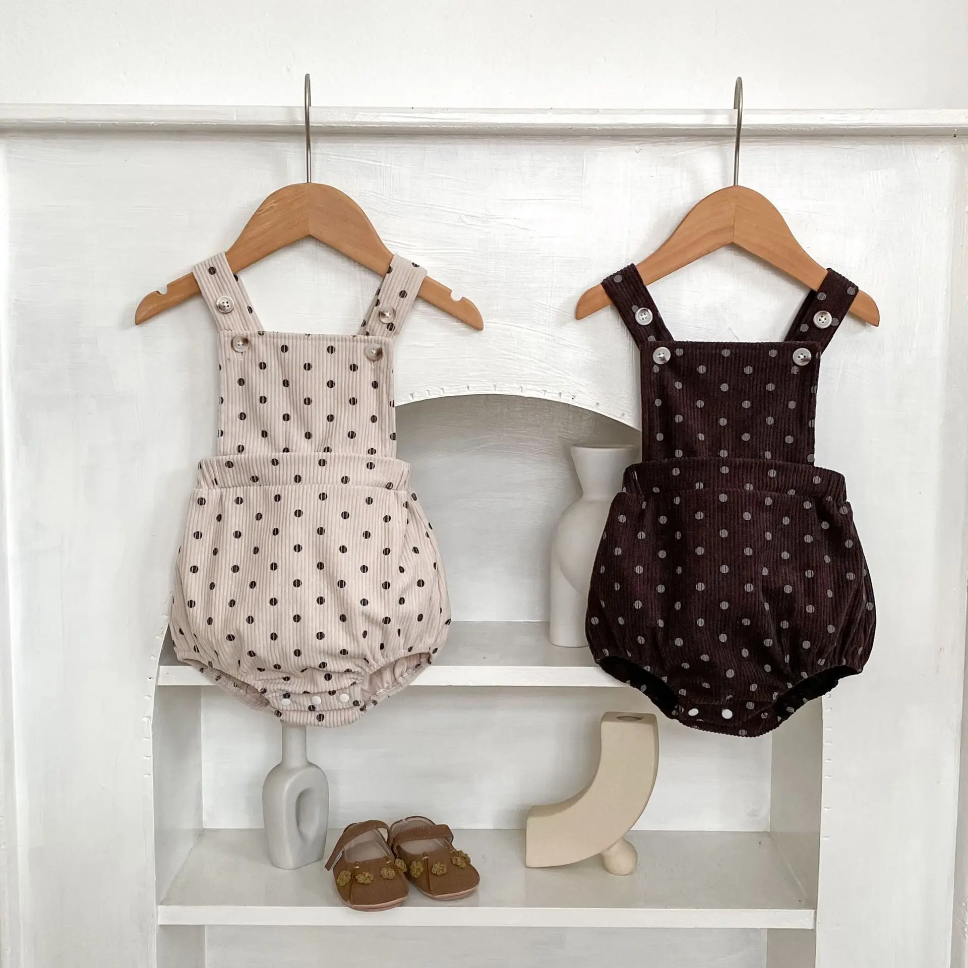 2025 Fall Baby Romper Korean Style Polka Dot Print Suspenders Overalls Infant Newborn Boys Girls Outfit 0 To 24 Months​