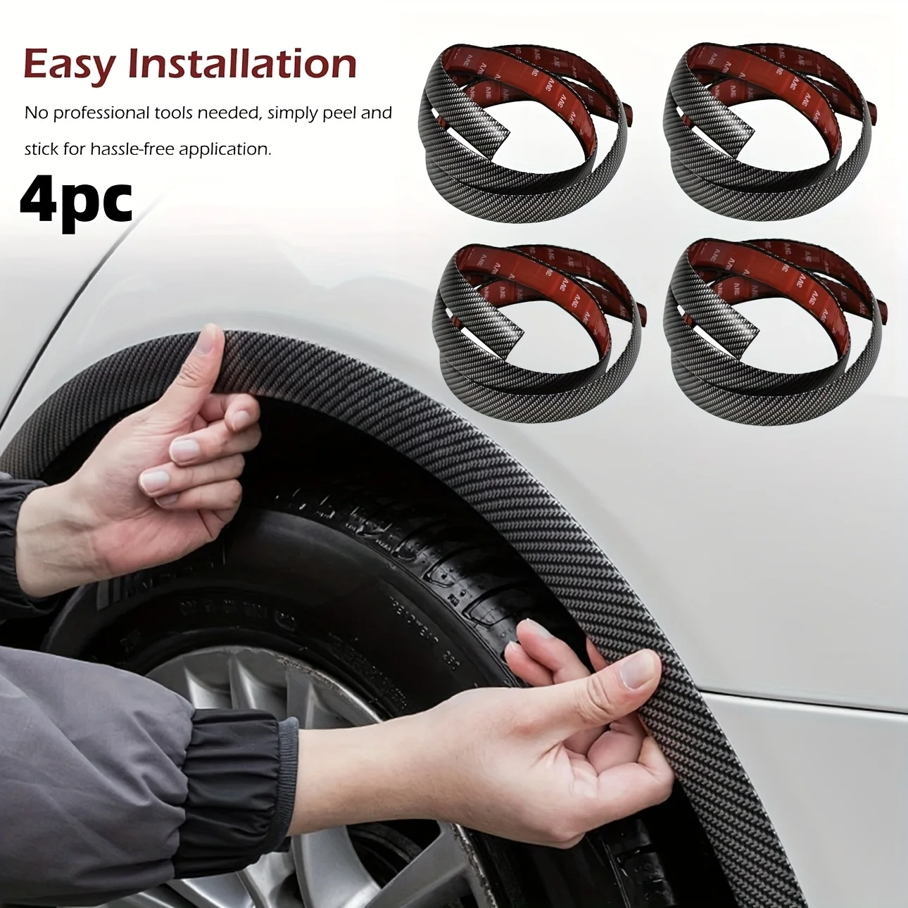 

4Pcs Universal Auto Fender Car Wheel Arches Wing Expander Arch Eyebrow Anti-Collision Strip Mudguard Protector Cover Decoration