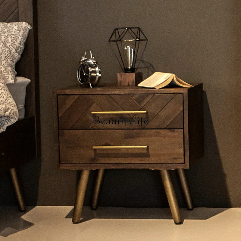 Bedside Table Nordic Solid Wood Simplicity Modern Bedroom Bedside Storage Light Luxury Locker