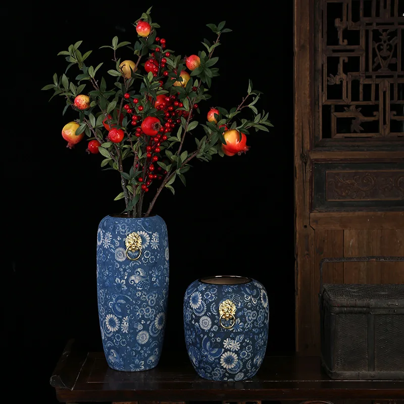 dried flower  ceramic vase blue and white porcelain European style Chinese antique flower ware countertop flowe