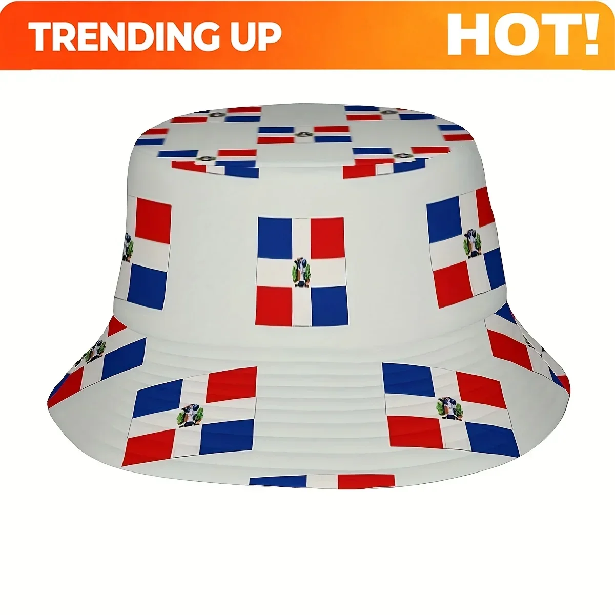 Customization ()1pcs Dominican Republic Flag Men's And Women's All-in-one Full Print Casual Fashion Style Fisherman Hat, Suitabl