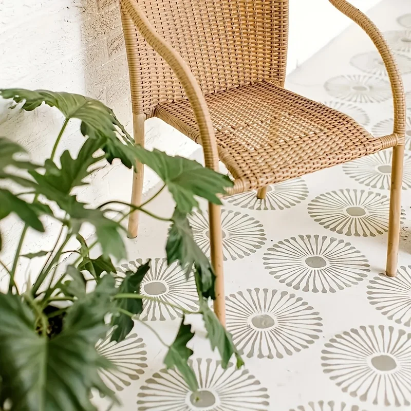 قطعتان من استنسل ديكور الحائط من أمة الله |   قابلة لإعادة الاستخدام |   لوحة البخاخة DIY |   النمط البوهيمي |   قالب بلاط الأثاث