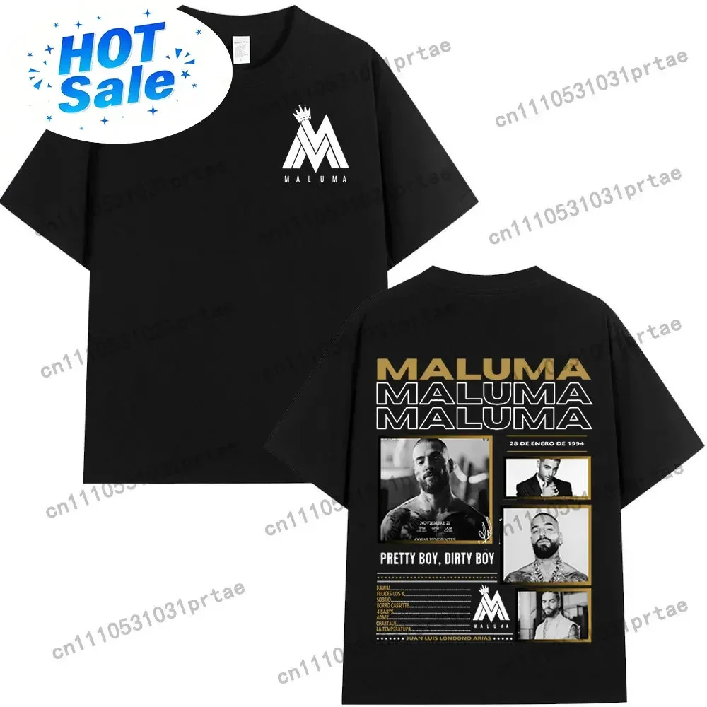 Rapper MALUMA Graphic Print T-shirt Men Women Clothing Hip Hop Vintage Short Sleeve T Shirt 100%  Soft Oversized T-shirts black