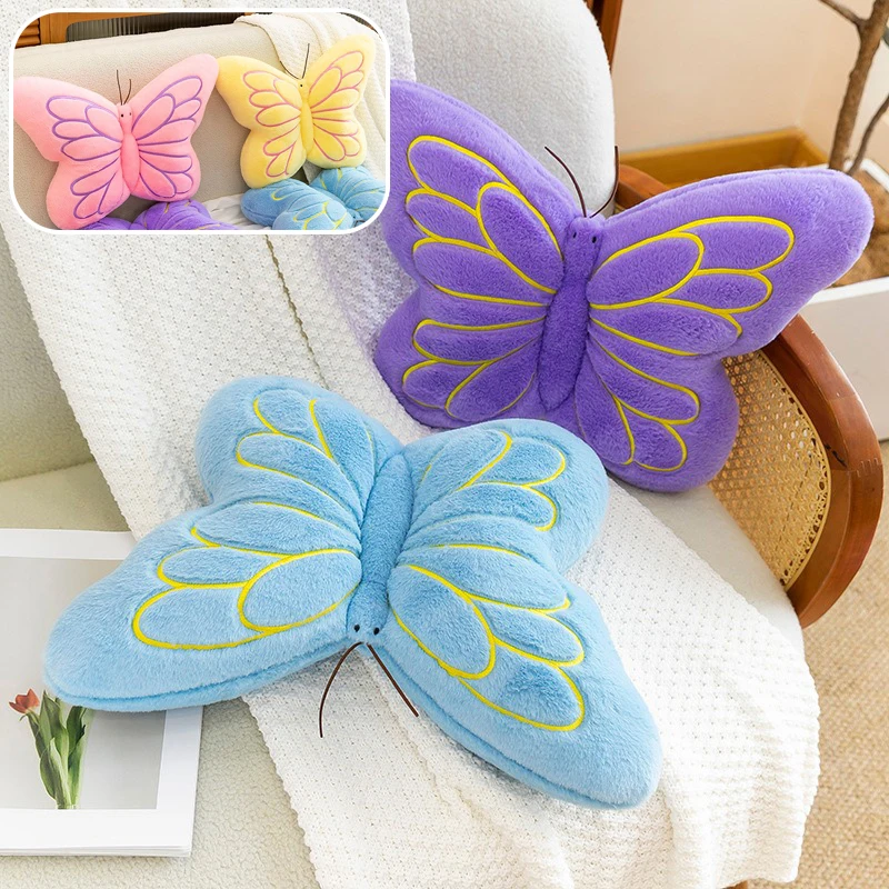 

Butterfly Shaped Throw Pillow Soft Plush Stuffed Cushion Blue Pink Color Decorative Pillow for Girls Bedroom Living Room Decor