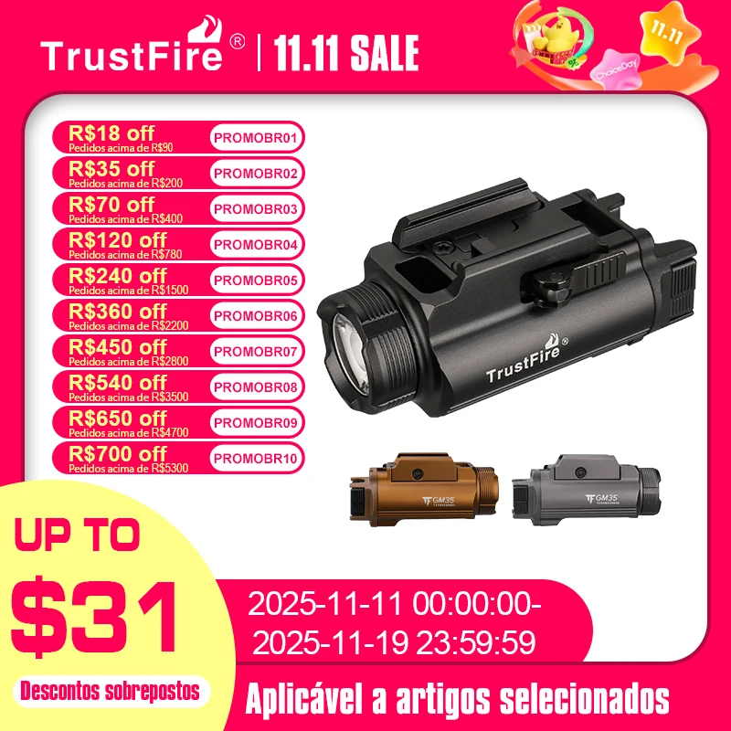 

Тактические светодиодные фонари Trustfire GM35, оружие, мини-пистолетные фонари, 1350 люмен, USB перезаряжаемый быстросъемный пистолет, 1913/GL Rail