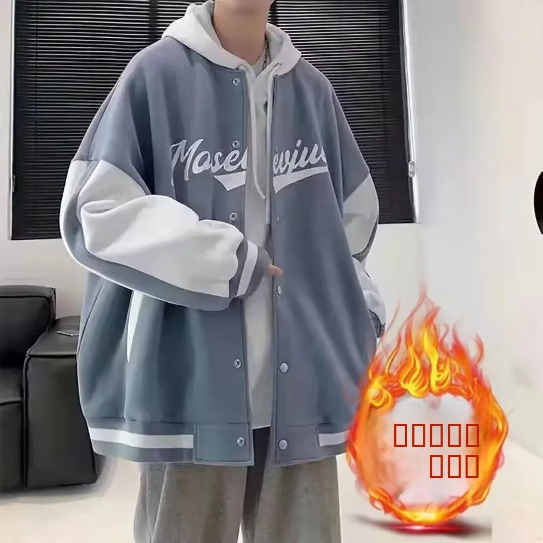 

Men's Baseball Jaet Fce Lined Casual Sle Spring Autumn High School Student Faion Jaet Polyester Long Sve Coat