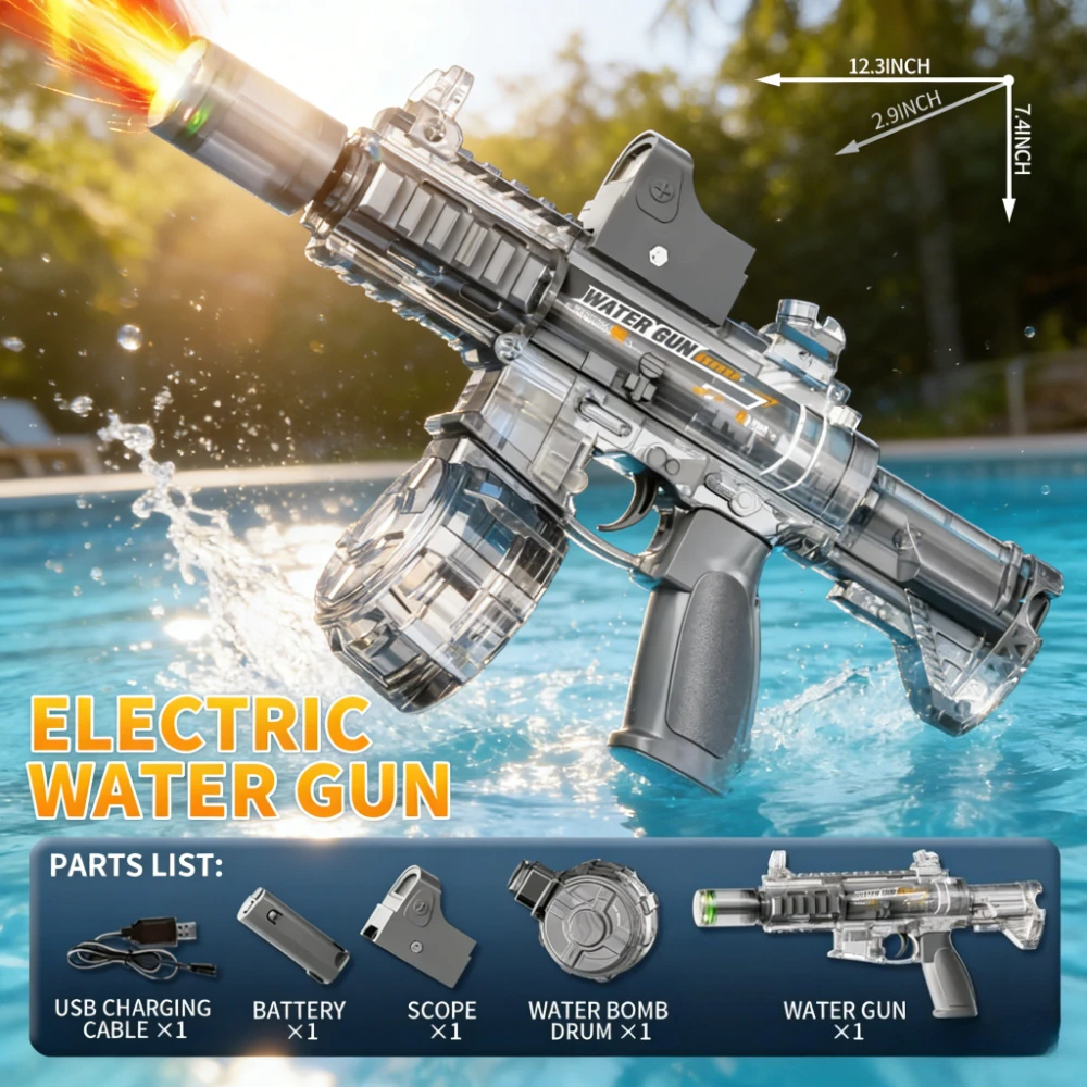 

M416 Automatic Electric Water Gun with Light Up Effect Summer Outdoor Beach Pool Shooting Game Fun Toy Gifts for Kids Boys