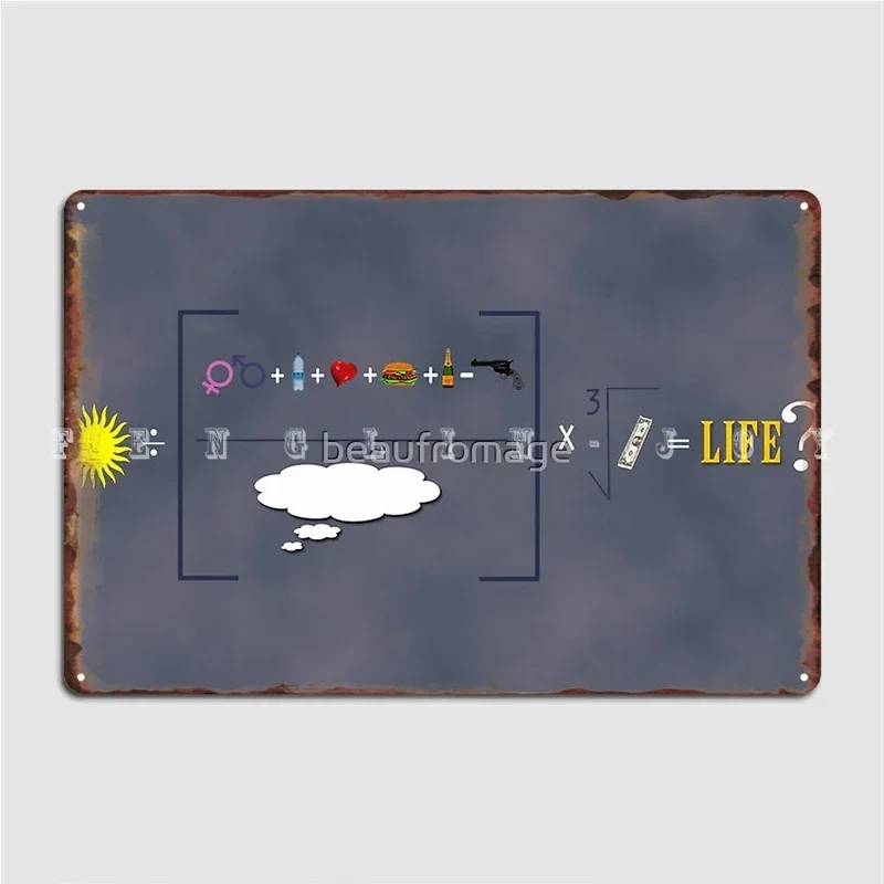 Equation Of Life Poster Metal Plaque Cinema Garage Home Plates Vintage Tin Sign Poster