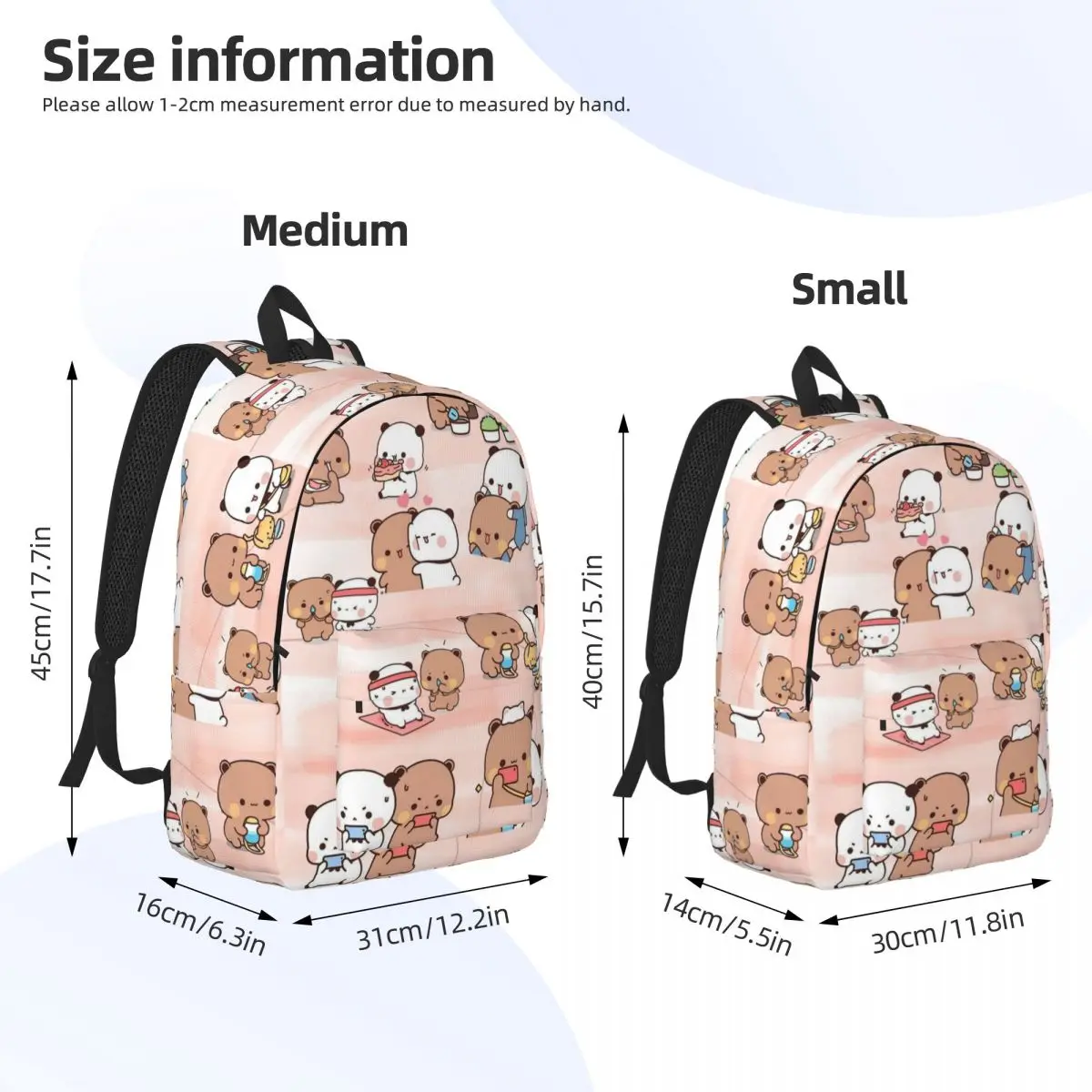 Bear And Panda Bubu Dudu Backpack Daypack Large Capacity Kids BookBag School Bag Shoulder Bags for Men Women