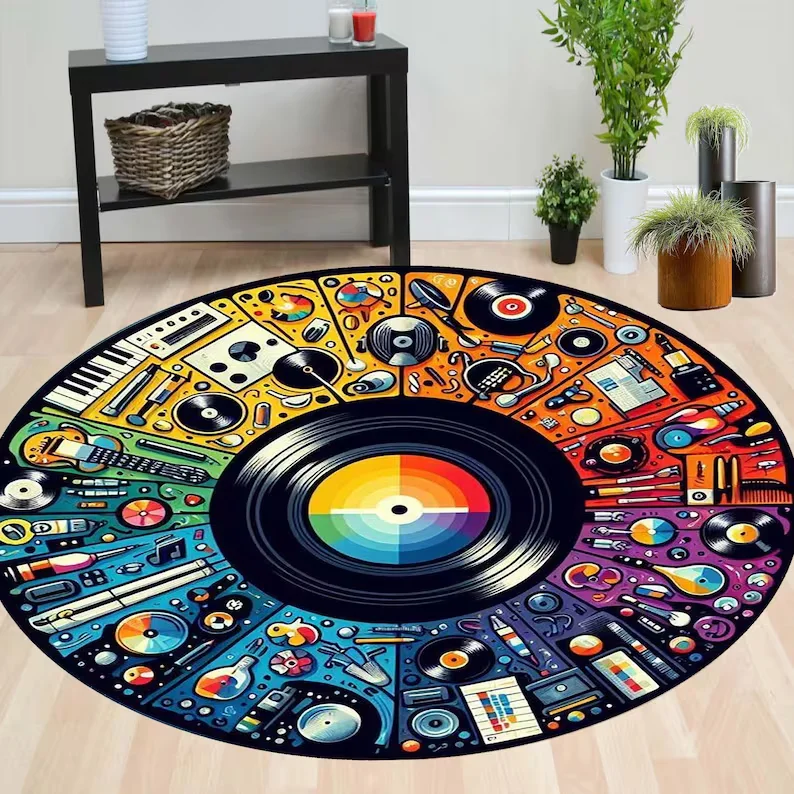 Spiral Rug, Round Rug Spectral Rug Rainbow Rug Illusion Rug Modern Neon Art Living Room Rug Colorful Rug Floor Rug Area Rug Rug