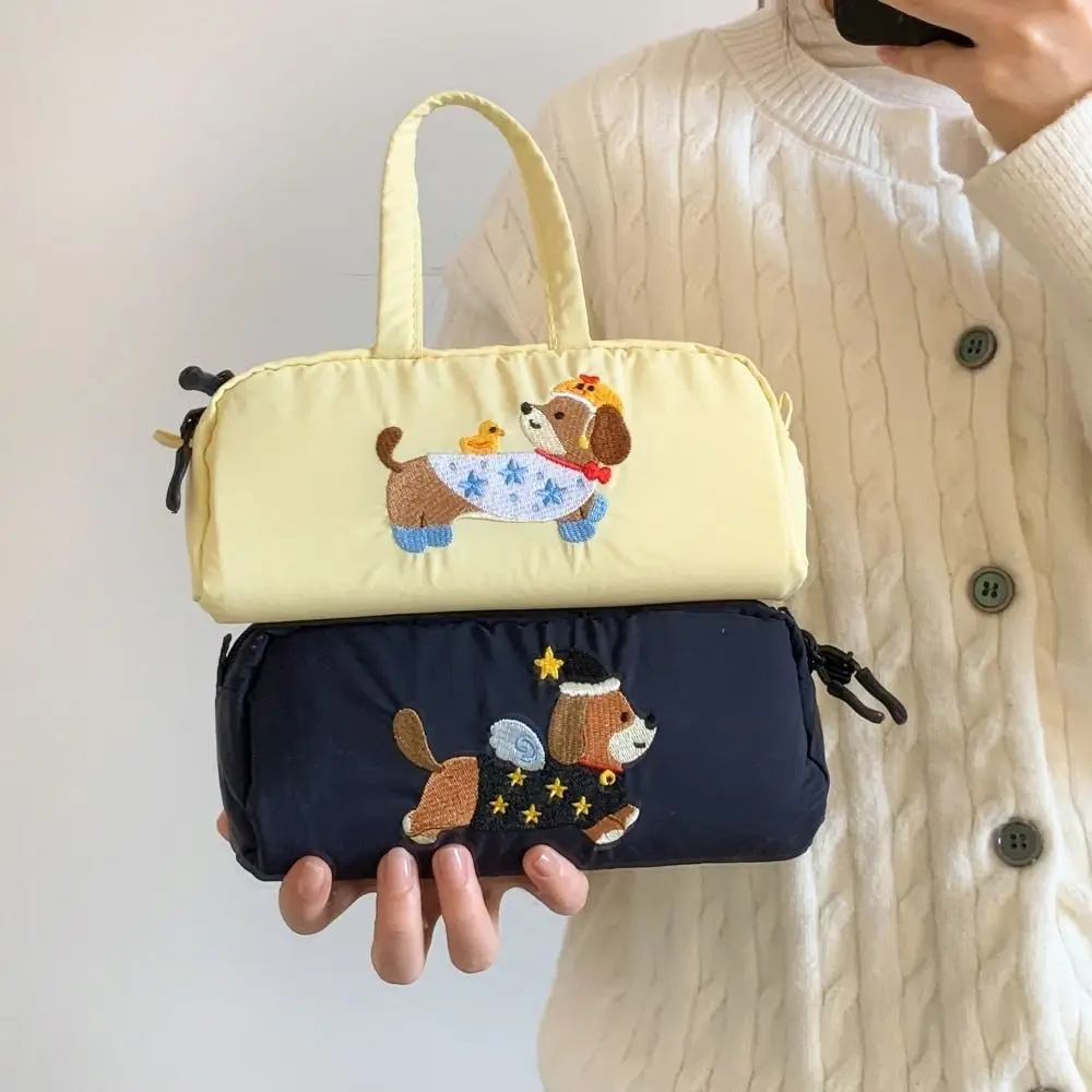 

Embroidered Dog Cartoon Pencil Case Print Desktop Storage Korean Style Pen Bag Stationery Storage Large Capacity