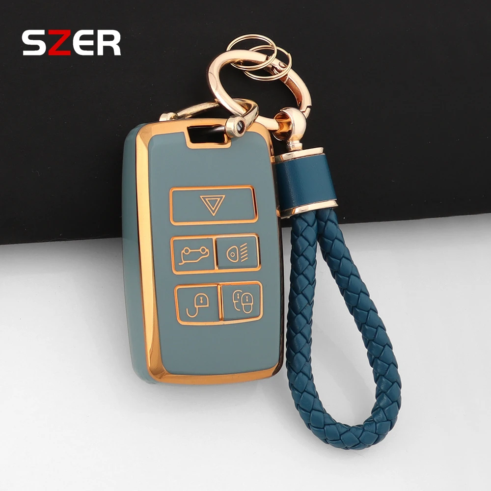 New TPU Car Key Case Cover Holder Keychain Shell For Land Rover Range Rover Discovery 5 Sport 2018 For Jaguar XEL E-PACE 2019 view 3