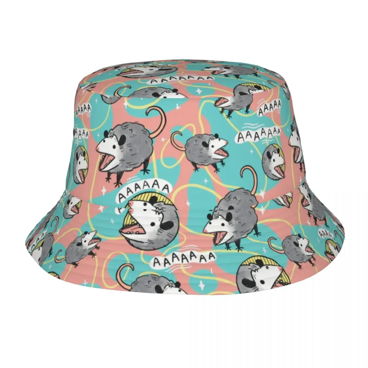 

Opossum Pattern Bucket Hats Unisex Sport Possum Animal Fisherman Hat Summer Beach Vacation Getaway Headwear Panama Hat