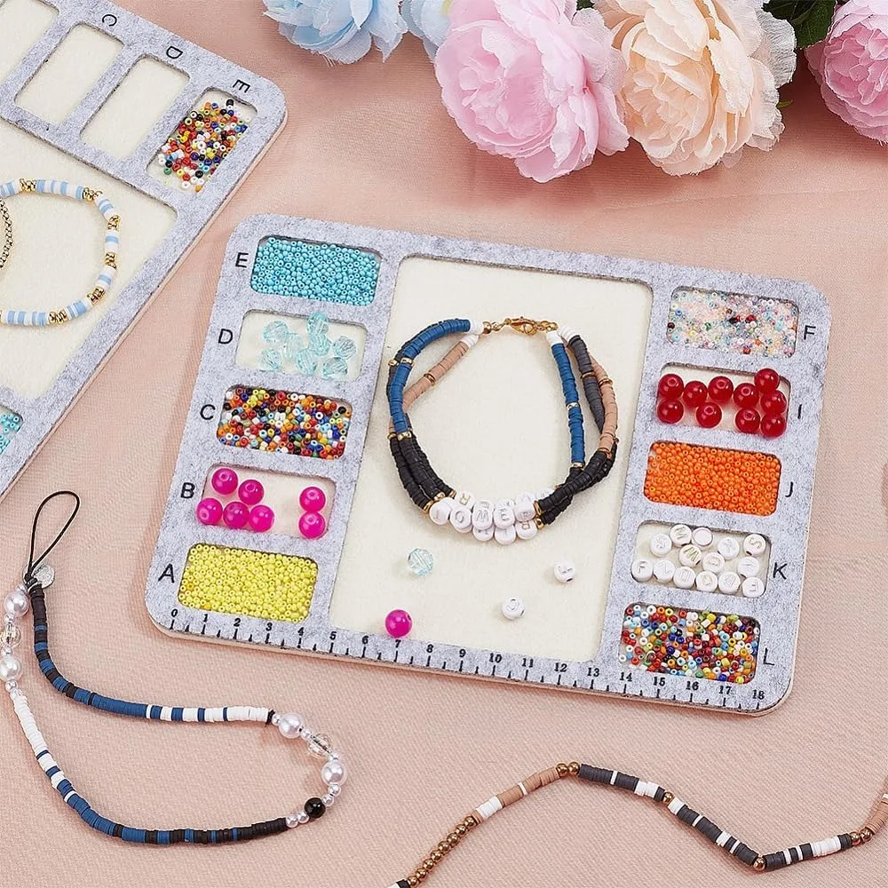 2 ชิ้น Felt Beading Mat สี่เหลี่ยมผืนผ้า Felt การออกแบบลูกปัดบอร์ดเซนติเมตรตัวอักษรขนาดลูกปัดถาดลูกปัดสําหรับศิลปะหัตถกรรม