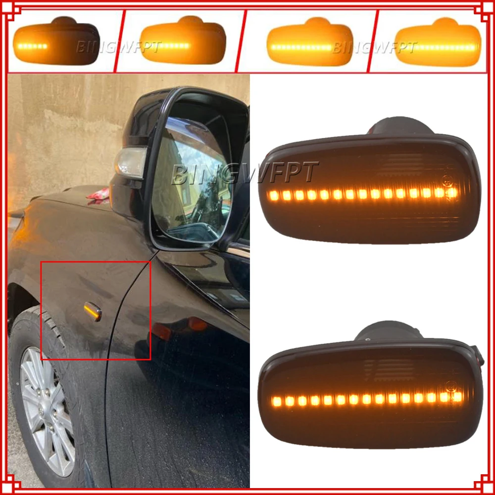 Dynamic LED Turn Signal Light Side Marker Lamps For Toyota Prius Kluger Wish Land Cruiser 200 Prado 120 RAV4 Altezza Lexus IS300