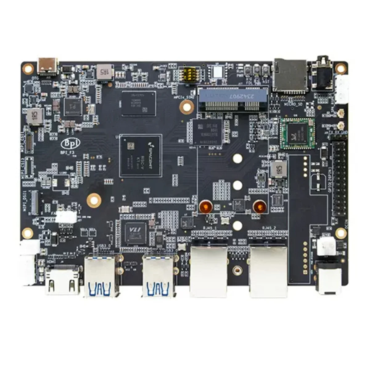 Pour gels Pi-F3 SpacemiT K1 8 Core Puce RISC-V 2G LPDDR4 8G EMMC 2.0TOPs AI CompConsulPower Grade Development Board