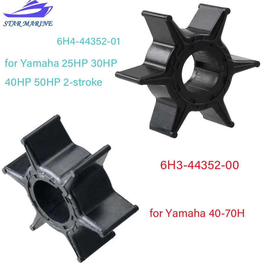 6H3-44352-00 6H4-44352-01 Water Pump Impeller for Yamaha Outboard 2T 4T 25-70HP Boat Engine 697-44352 6H4-44352-02