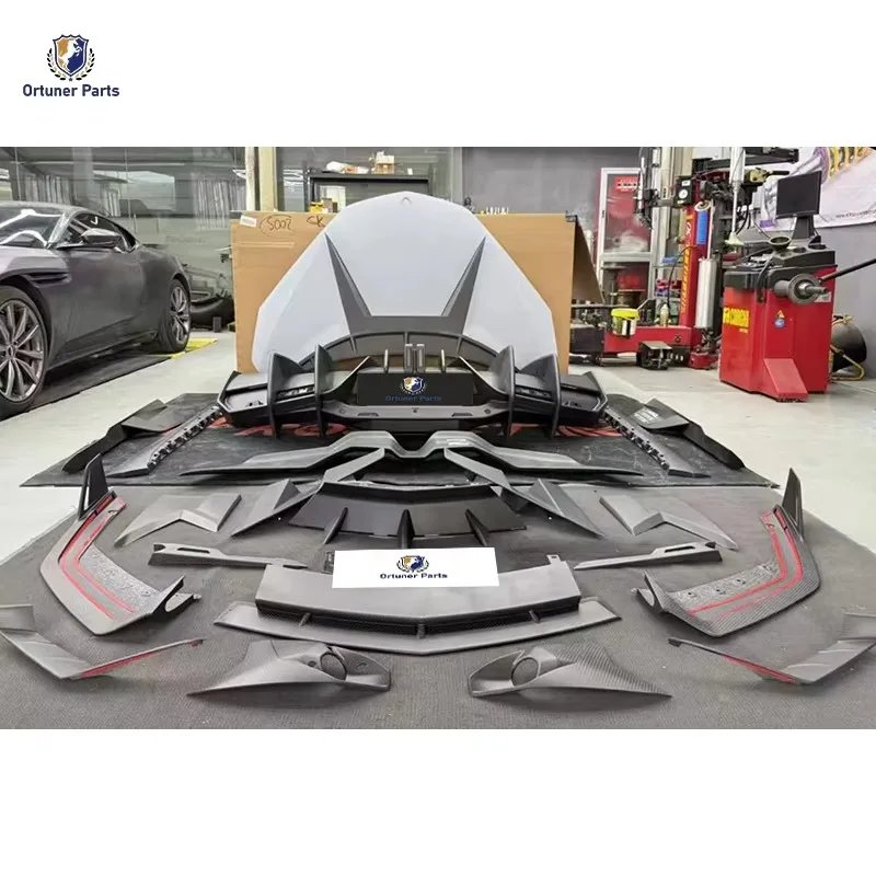 JT New M-Style Dry Carbon Fiber Bumper Kit For Lamborghini Revuelto Upgrade Front Lip Side Skirt Rear Diffuser Hood Spoiler Scre