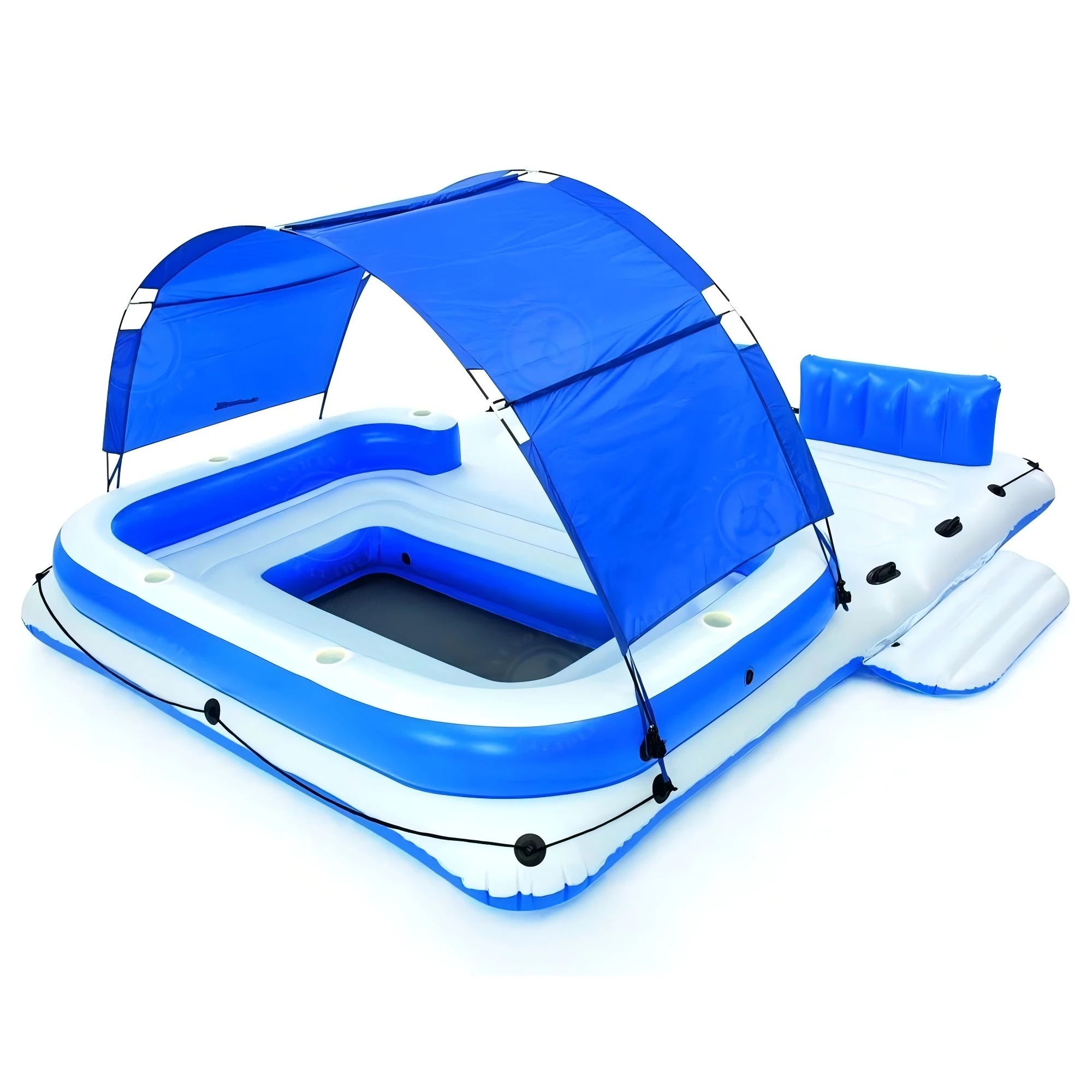 Summer Play Multi Person Use Inflatable Water Island Dock Tent Water Float With Sunshade for Adults and Kids