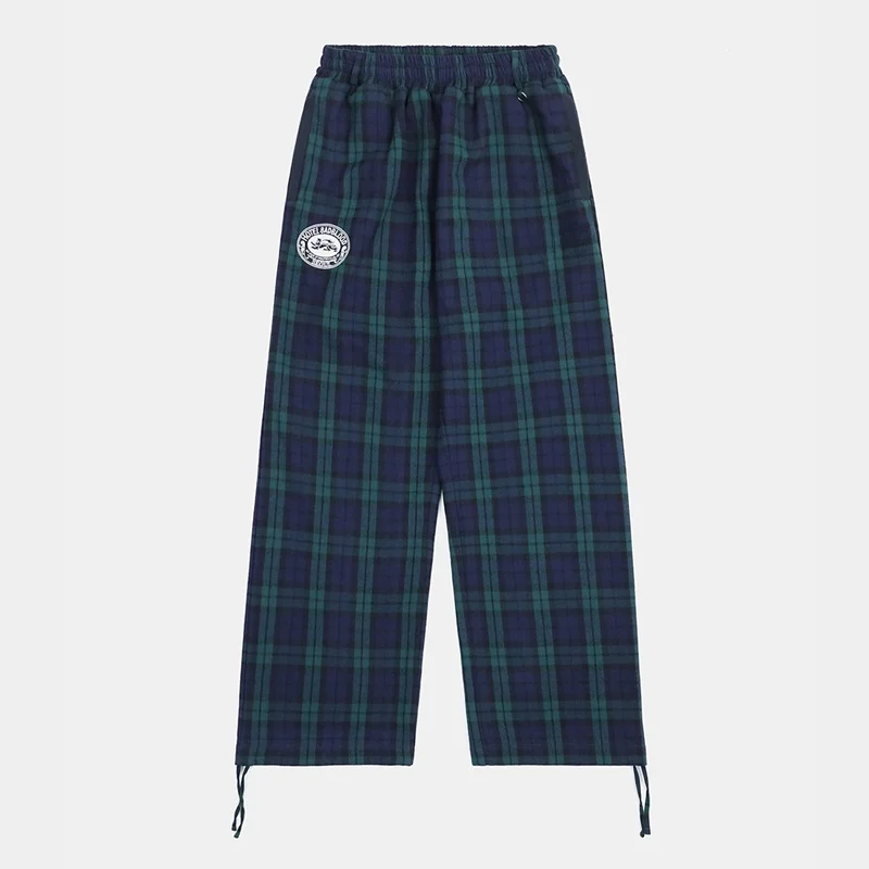 Pantalon décontracté à carreaux rétro américain pour femmes, Design Sense Sport, jambes larges, fille épicée, pantalon Long ample, pour les déplacements, taille élastique...