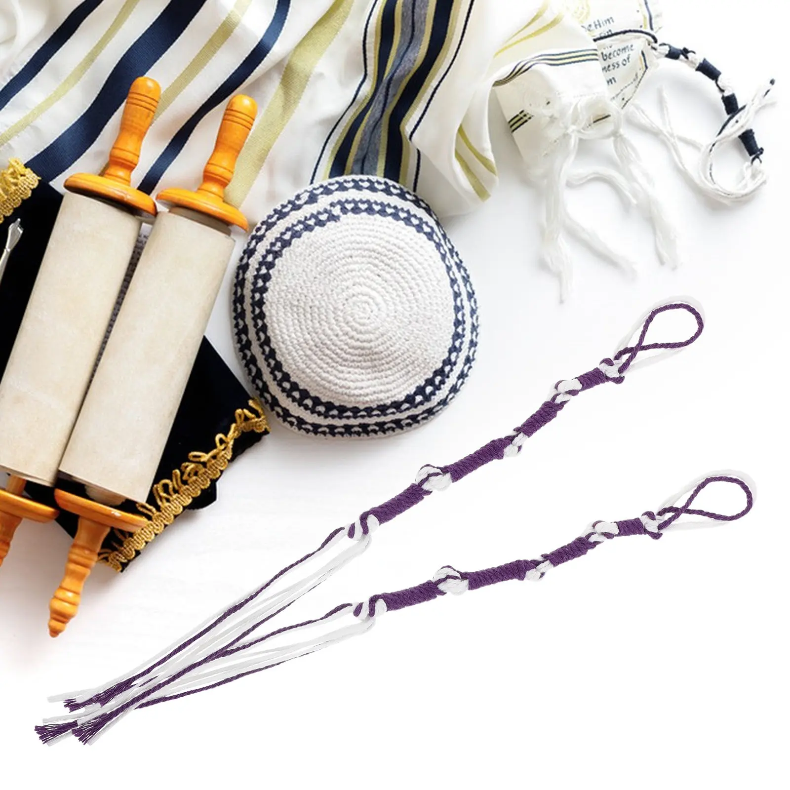 

8Pcs Tzitzits Tassel Accessories for Hebrew Garments Jewish Prayer Shawl Pants Jeans Traditional Tzitzit Thread Tassels Home