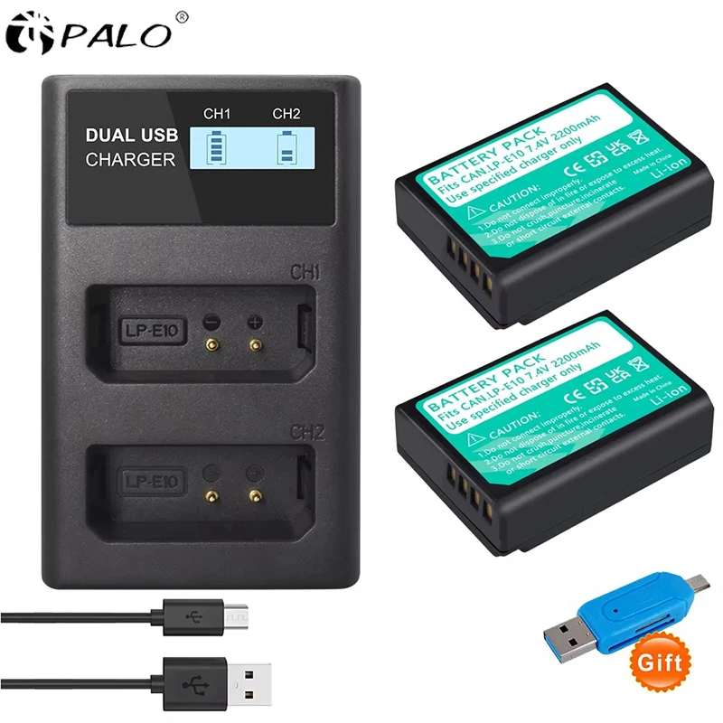 LP-E10 LP E10 LPE10 Camera Batteries+LCD USB Dual Charger for Canon EOS 1100D 1200D 1300D Kiss X50 X70 X80 Rebel T3 T5 T6 L10