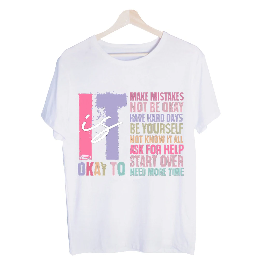 Women's Motivational Slogan Typography Graphic Tee, Casual Short Sleeve Crew Neck T-Shirt Daily Wear Positive Vibes Outfits