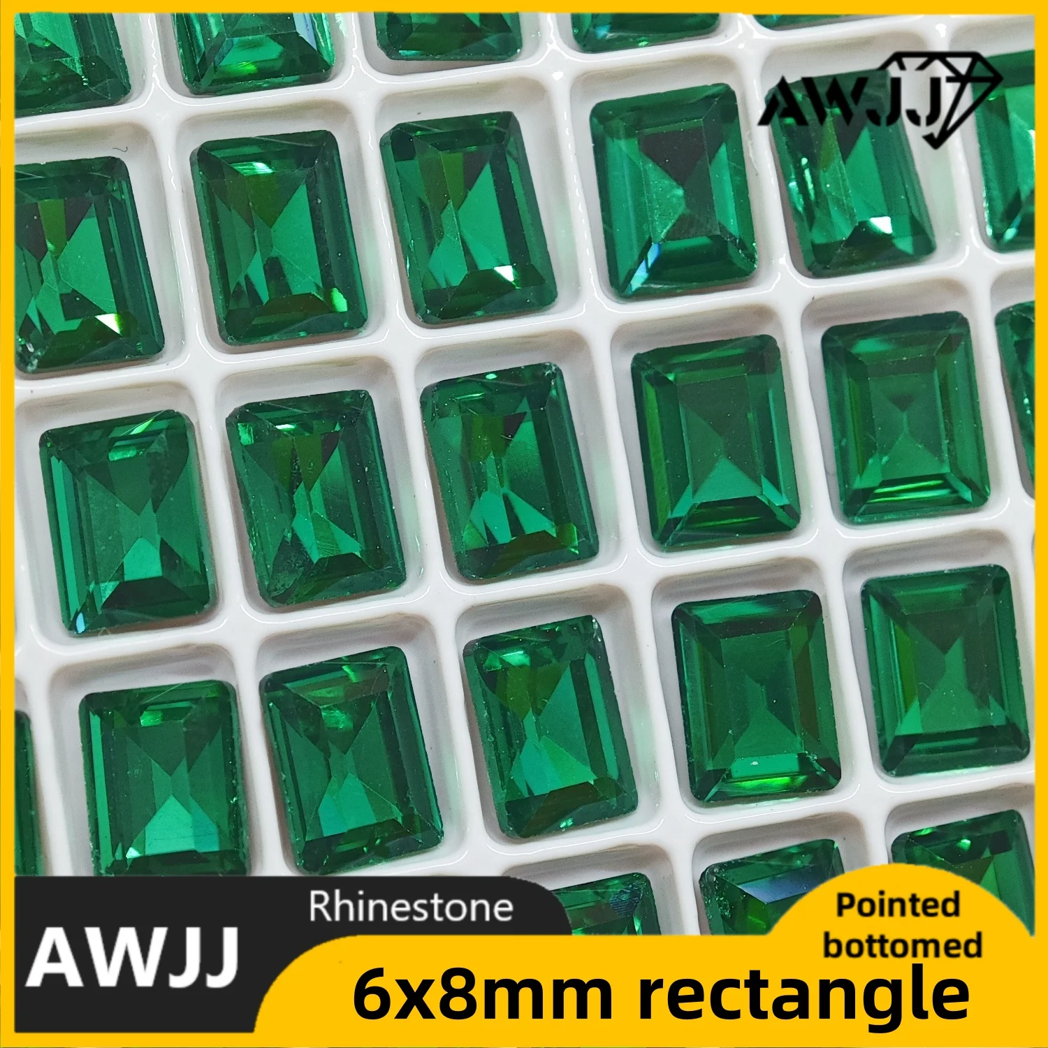 Gemas decorativas con fondo puntiagudo en forma de mariposa y corazón de gota verde intenso utilizadas para pendientes, collares, accesorios de joyería para uñas