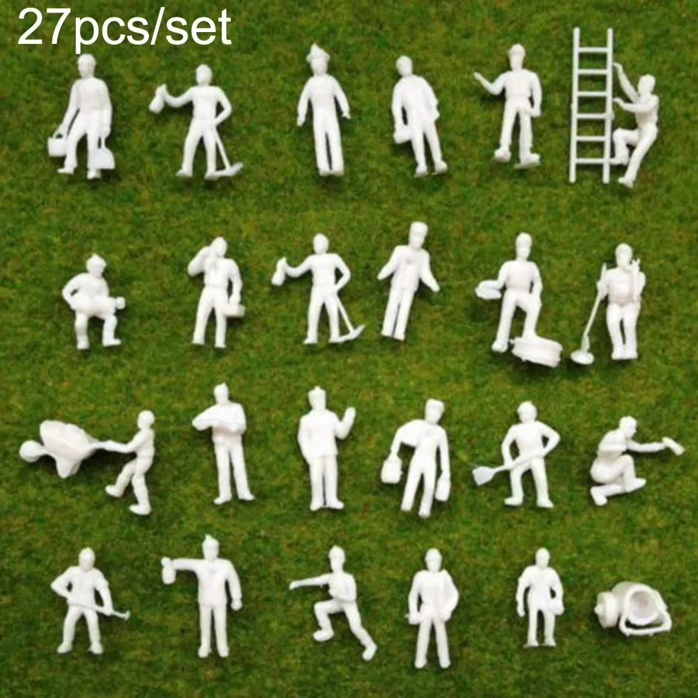 27Pcs 1:87 Model Miniature White Figures Architectural Model Human Scale Model ABS People Kids Toys Home Decor