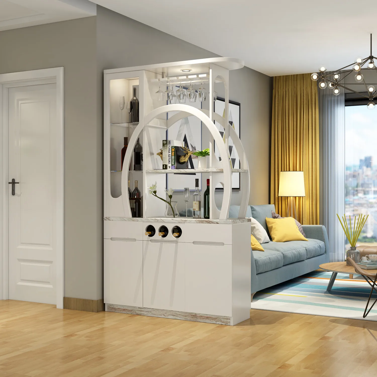 Luxury Style Extendable Display Cabinet for Wine Storage General Use Home Furniture for Living Room Partition