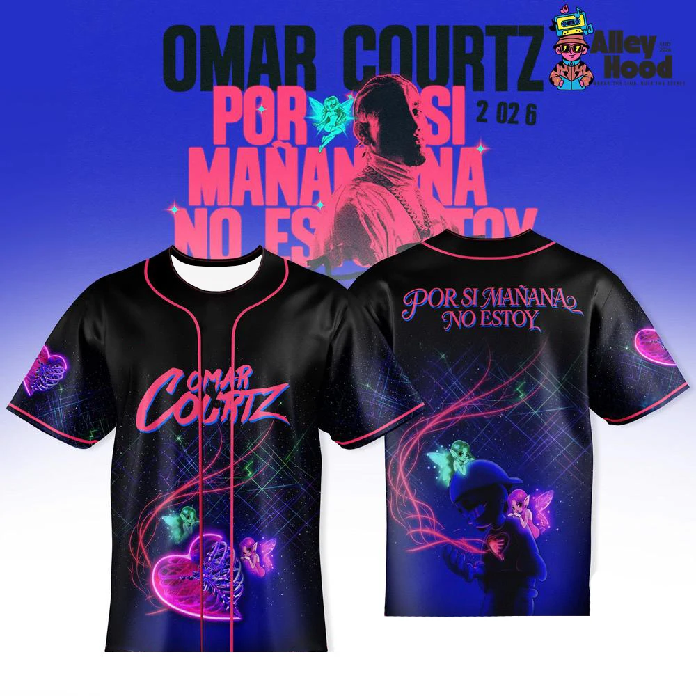 Omar Courtz Latin Artist Neon Heart Baseball-Trikot für Herren und Damen, Y2K Oversized Streetwear Kurzarm-Oberteile – Detail 4