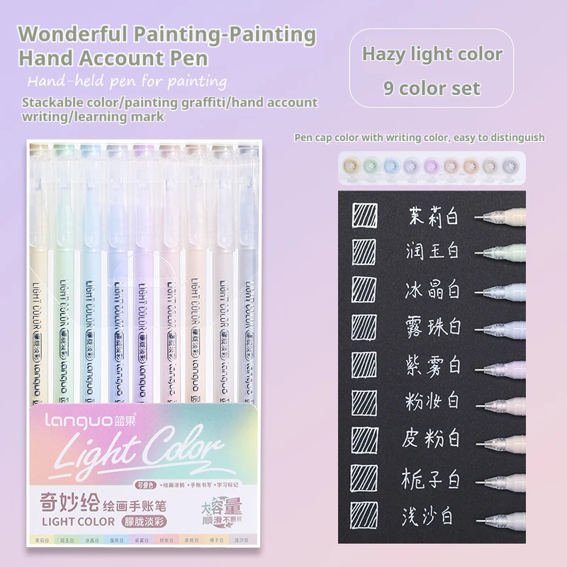 LANGUO 45/9 Kleuren Morandi Kleurrijke Gel Pen Student Schrijven Marker DIY Graffiti Schilderij Tekening Handboek Pennen School Nieuwe kleuren