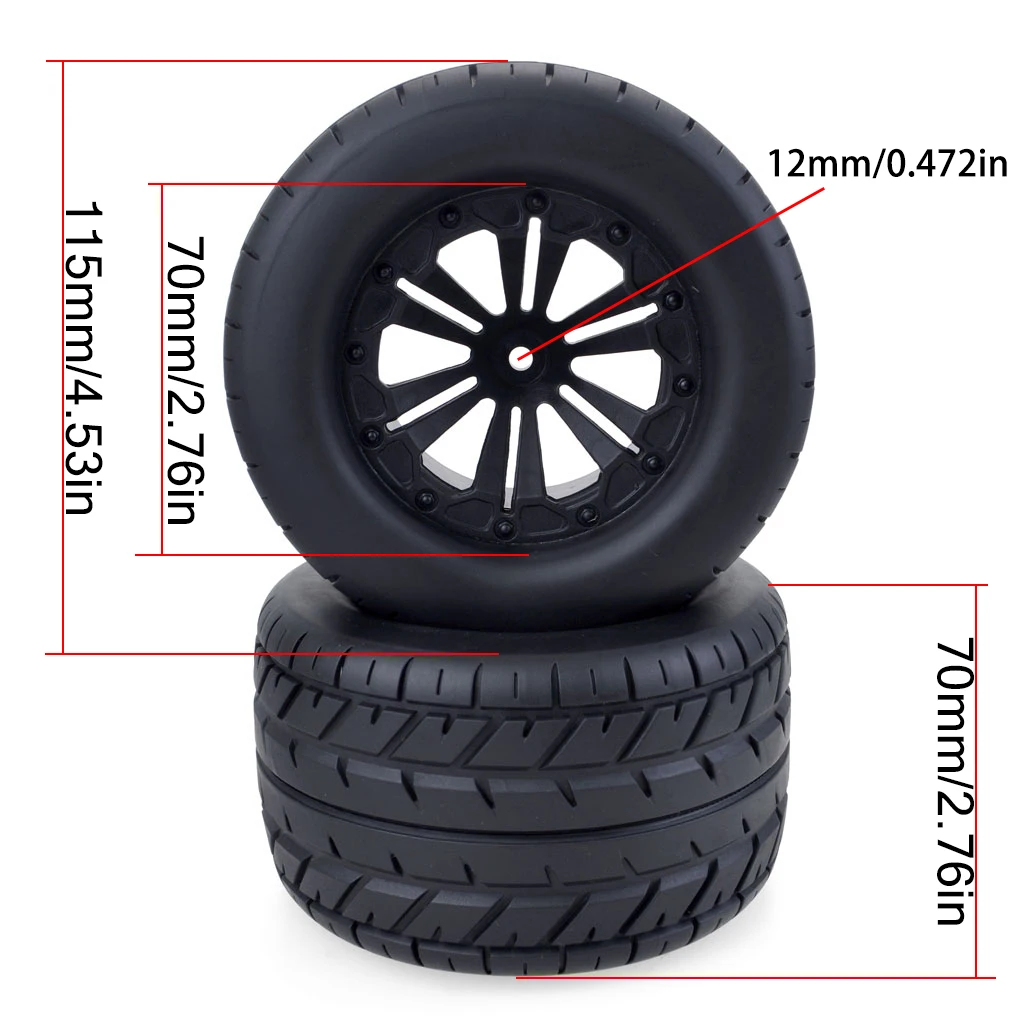 115mm Gomma Pneumatico Ruota Cerchione Mozzo 12mm Esagonale per 1/10 Monster Car RC Fuoristrada Buggy Modello Camion Redcat HPI Traxxas Savage Xs